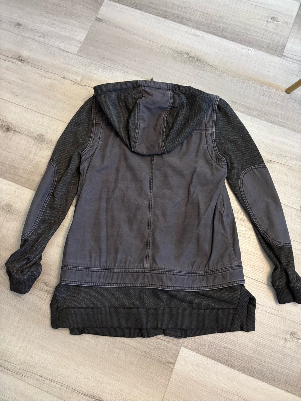 Free People Hooded Utility Jacket Sweater Mix Media Gray S - Picture 15 of 16